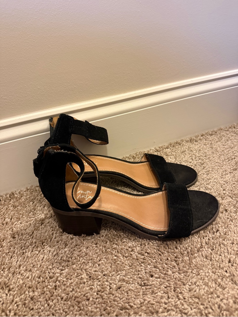 Black Ankle-Strap Block Heel Sandals
